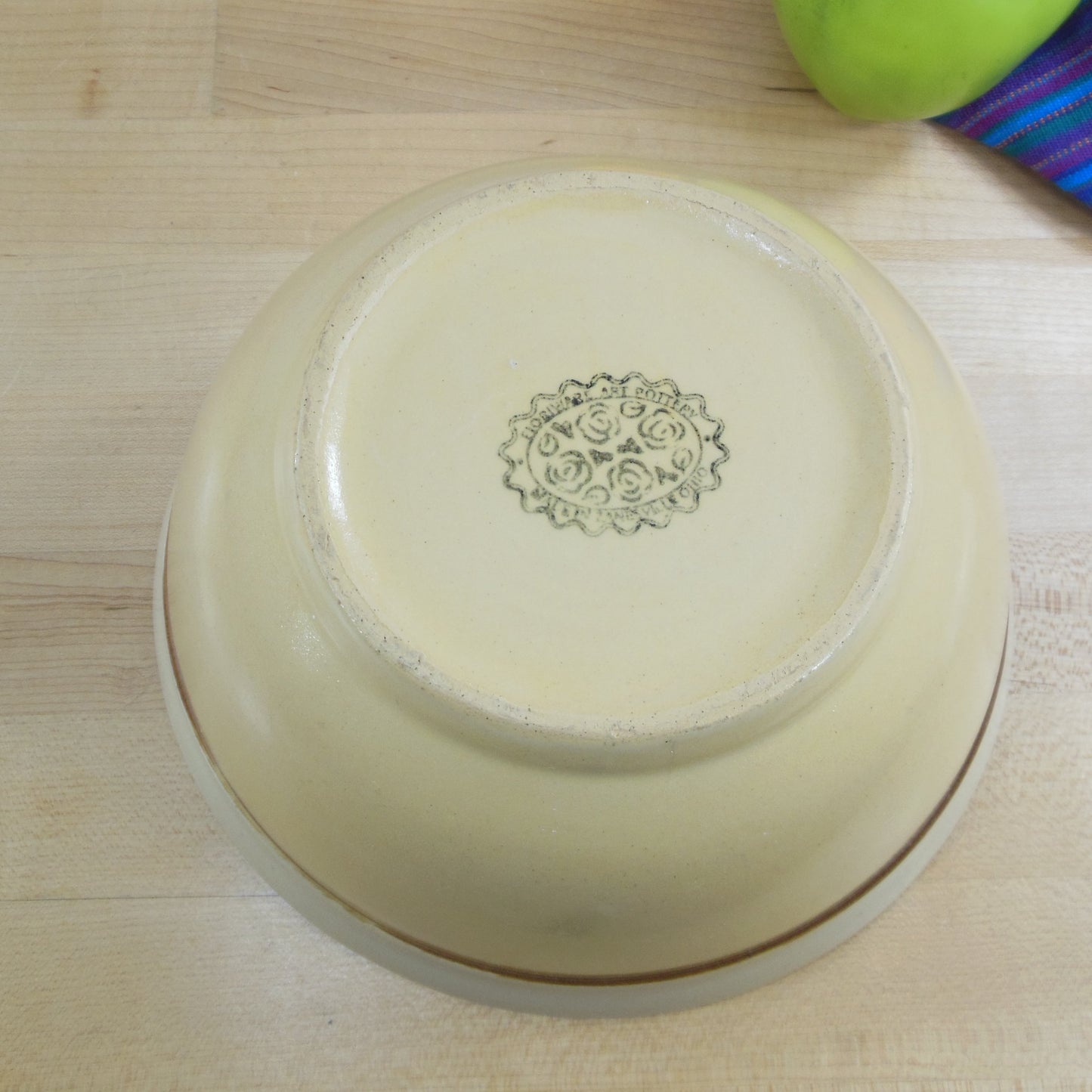 Floriware Art Pottery Tan Brown Stripe 8" Mixing Bowl Zanesville Ohio USA