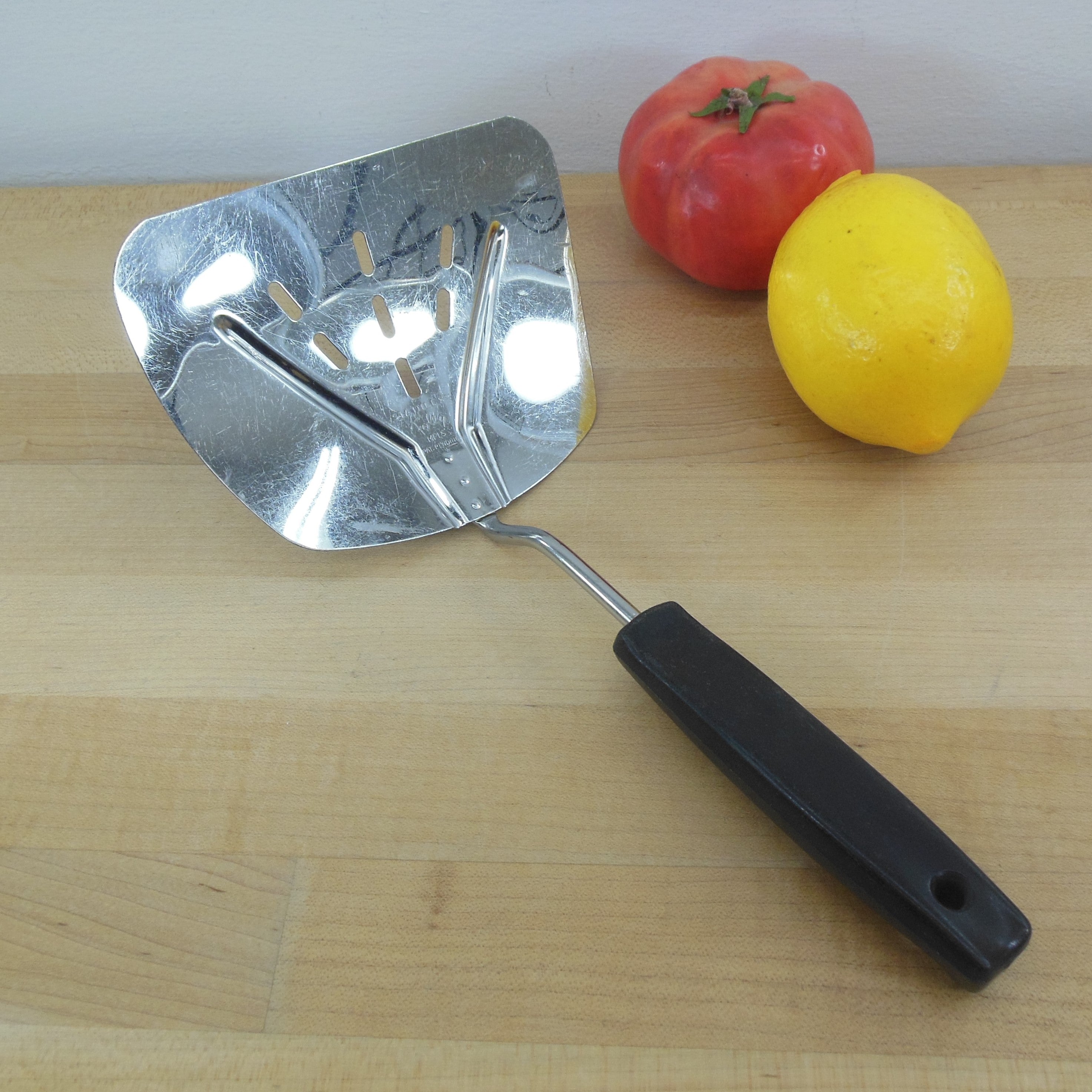 Vintage Foley Wide Spatula, Stainless Slotted Spatula, Curved Spatula 