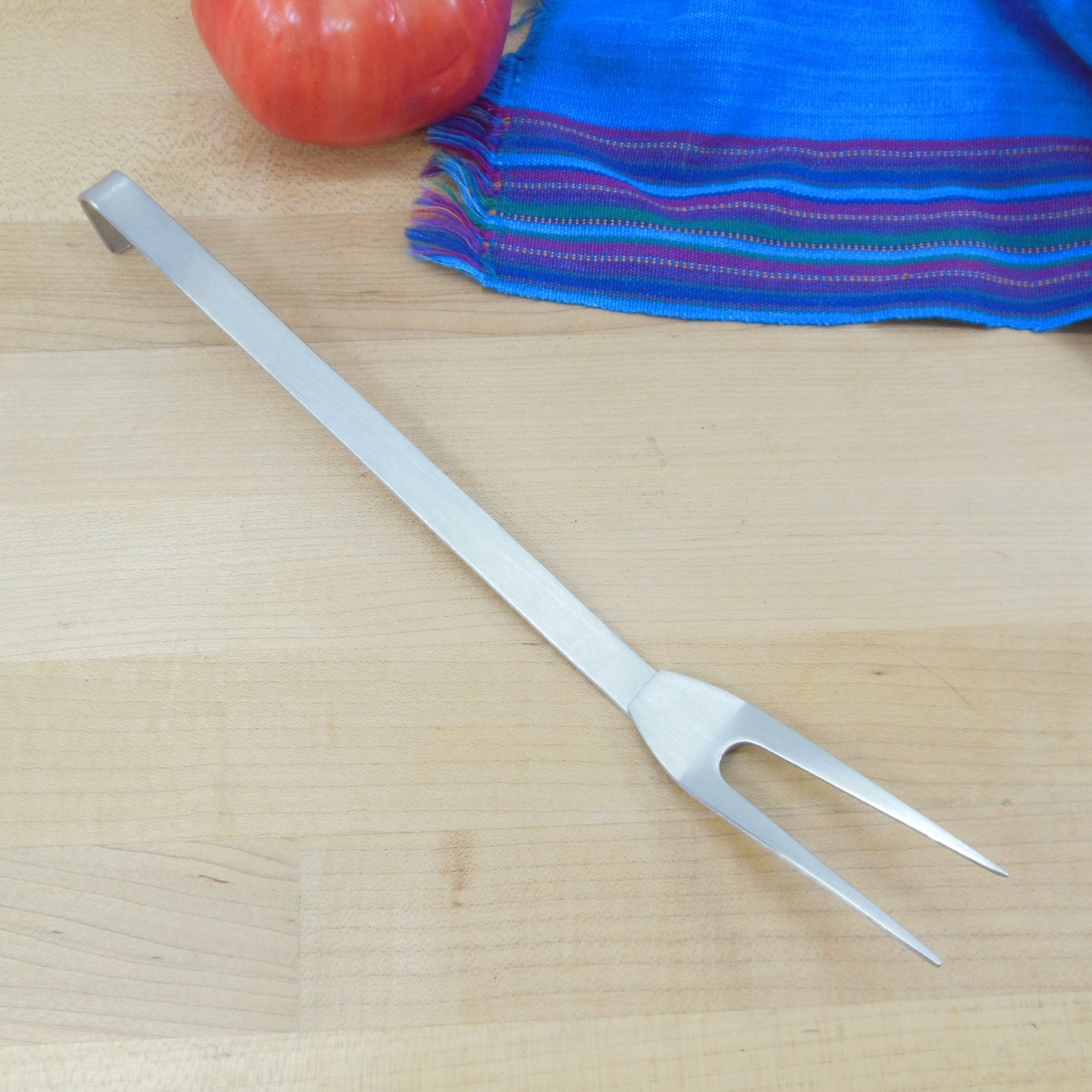 Unbranded 18-8 Stainless Kitchen Turning Carving Fork Hang Hook Vintage Danish