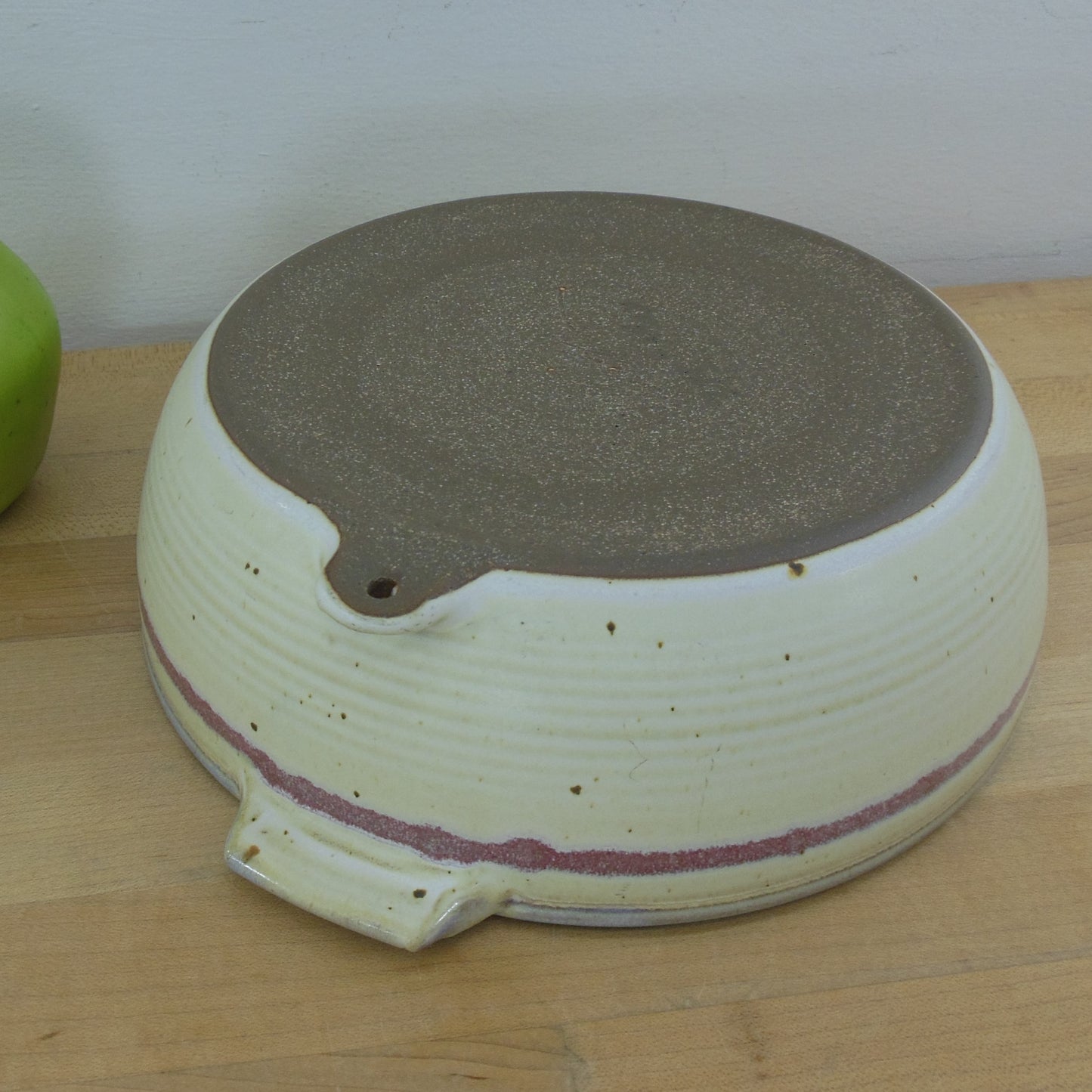 Geoff Walsh Signed Pottery 9" Bowl Casserole Dish Lug Handles Petals Hang Hole Wall Art