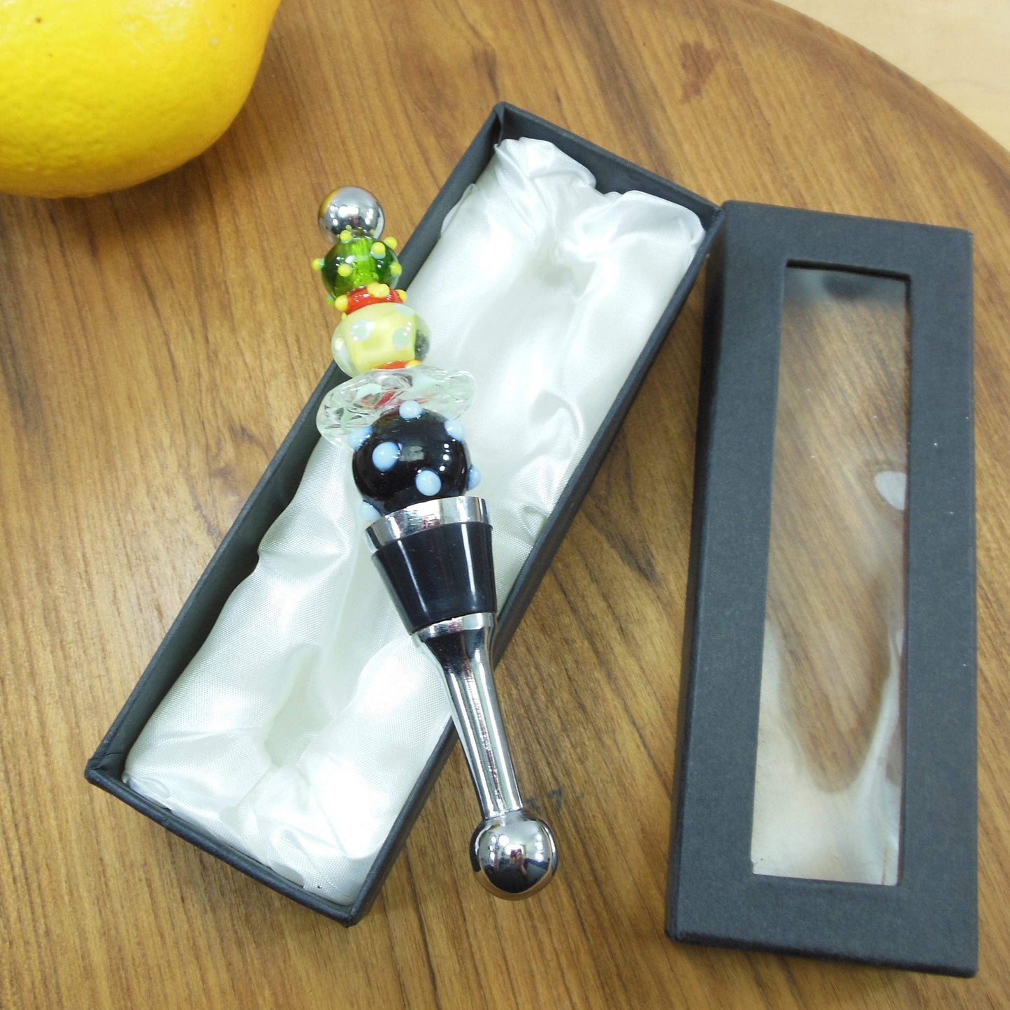 Bella Casa Ganz White Bottle Stopper Boxed Hob Nail Glass