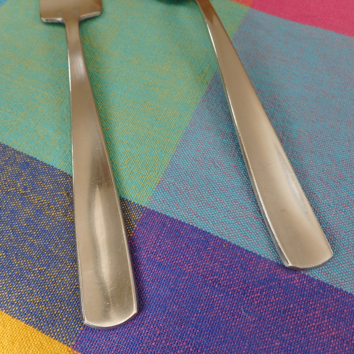 Gense Sweden Facette 18-8 Stainless Solid Serving Spoon & Cold Meat Fork Vintage