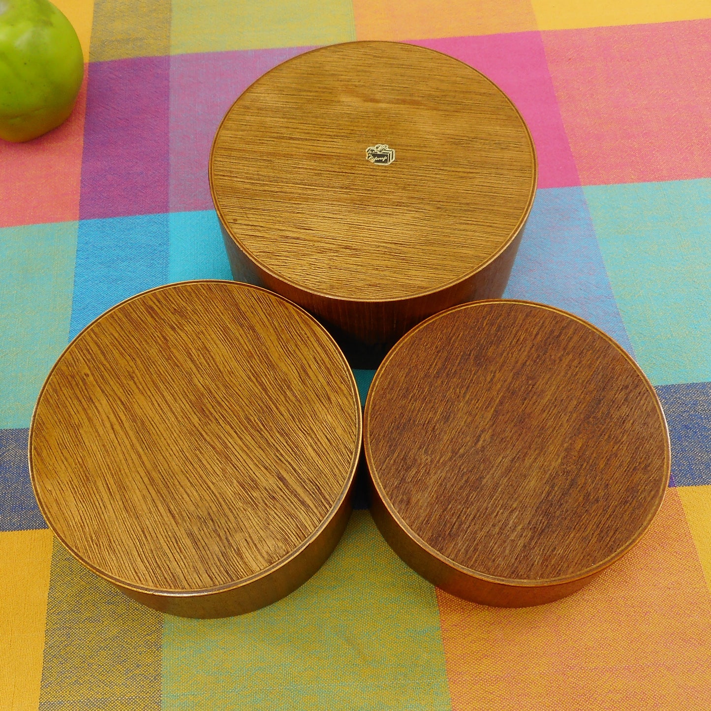 Giftware Luan Teak 3 Nesting Snack Bowl Set Peanut Pretzel Chips Mid Century