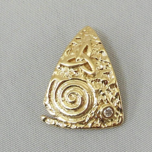 Celtic Knot Spiral 14K Yellow Gold Diamond Triangular Pendant - Olde Kitchen & Home