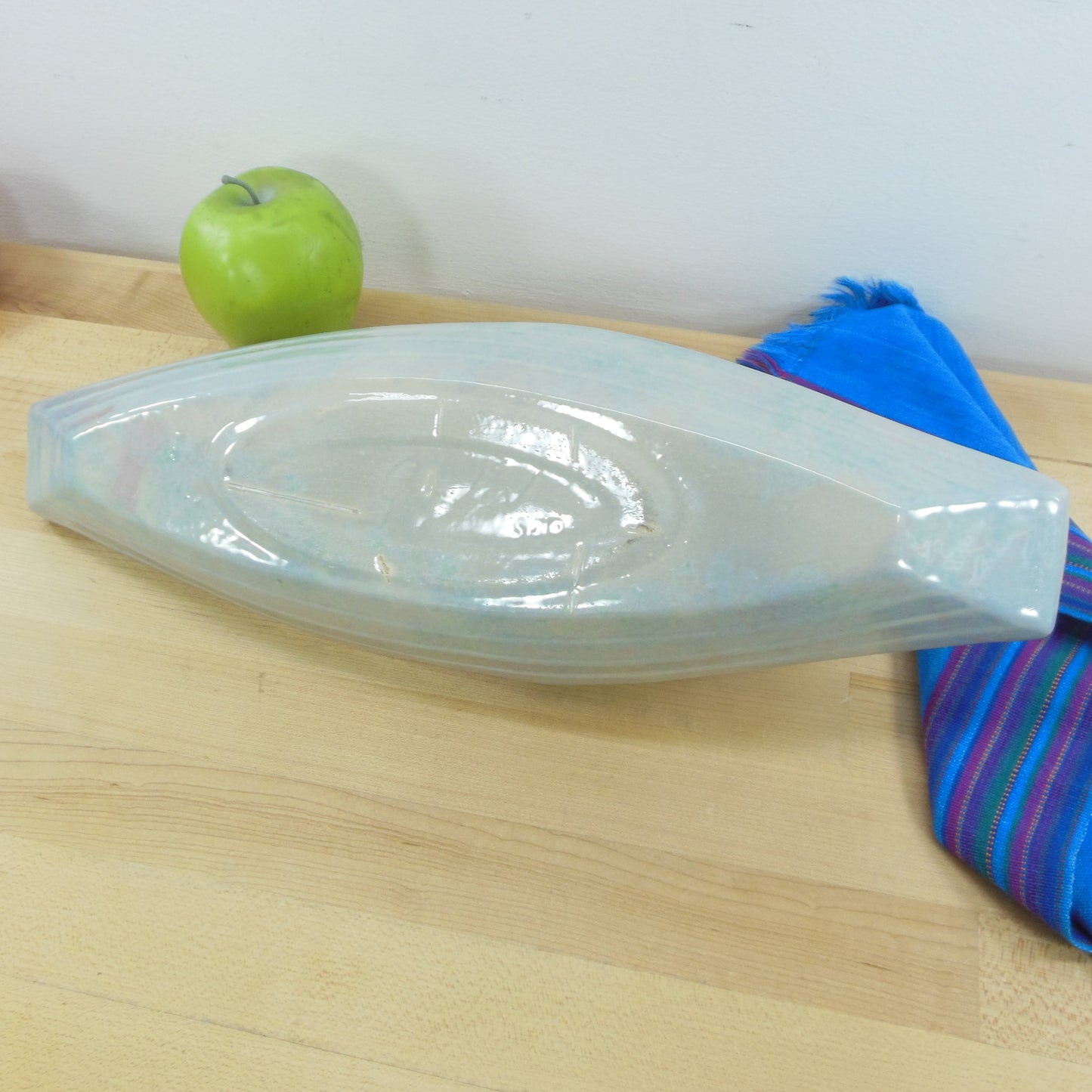 Gonder Pottery Sampan Boat 520 Planter Bowl Turquoise Pink Mid Century