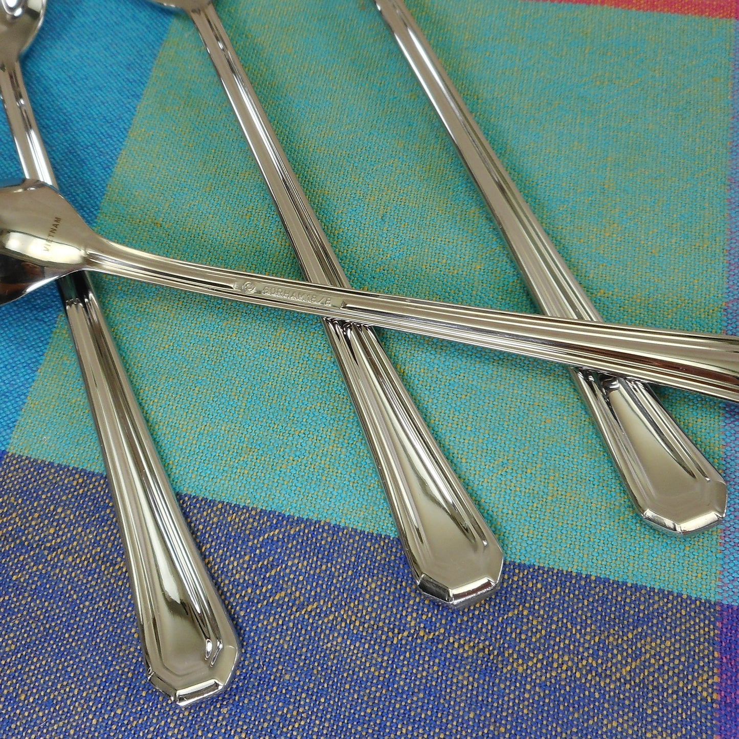 Gorham Vietnam Fairview Stainless Flatware - 4 Iced Teaspoons used