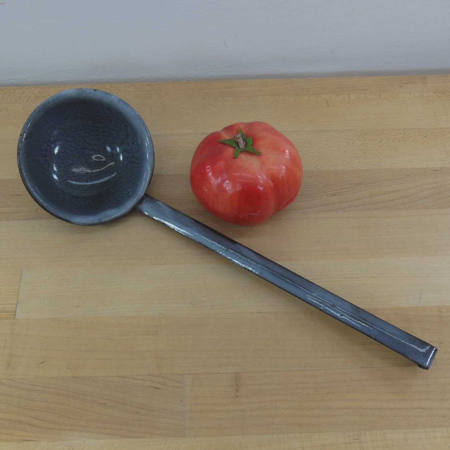 Graniteware Antique Enamelware Water Soup Ladle - Old Farmhouse Cottage Vintage