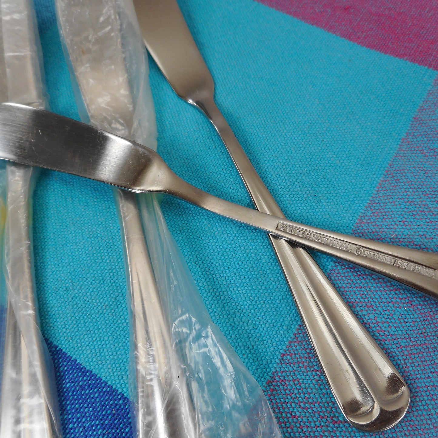 International Silver Gran Royal China Stainless Flatware - 4 Butter Spreaders NOS