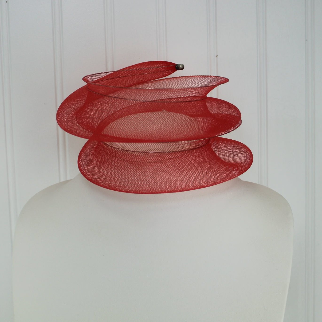 Unique Attention Getter Choker Wrap Statement Necklace Artisan Made Wired Red Mesh use your imagination to see how you will look