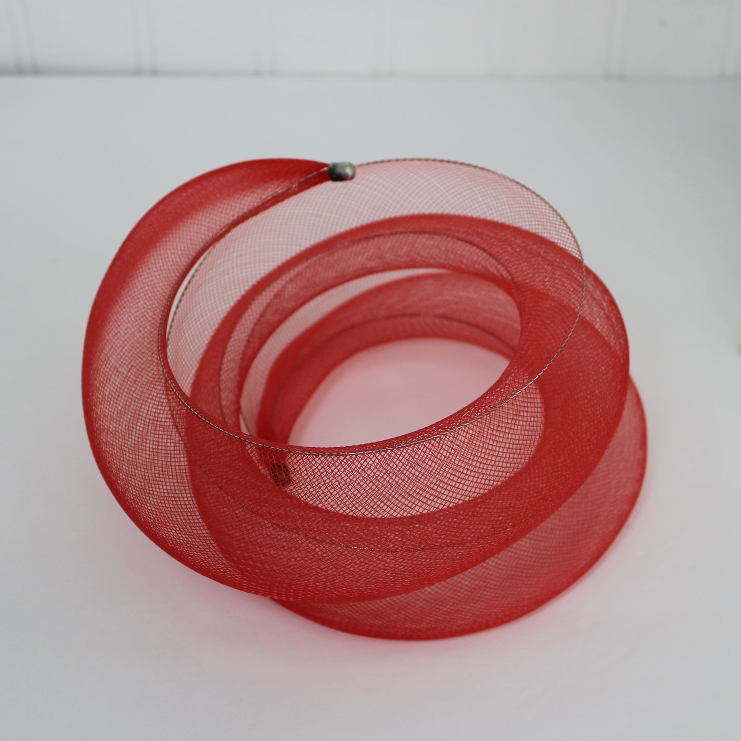 Unique Attention Getter Choker Wrap Statement Necklace Artisan Made Wired Red Mesh wonderful on the neck
