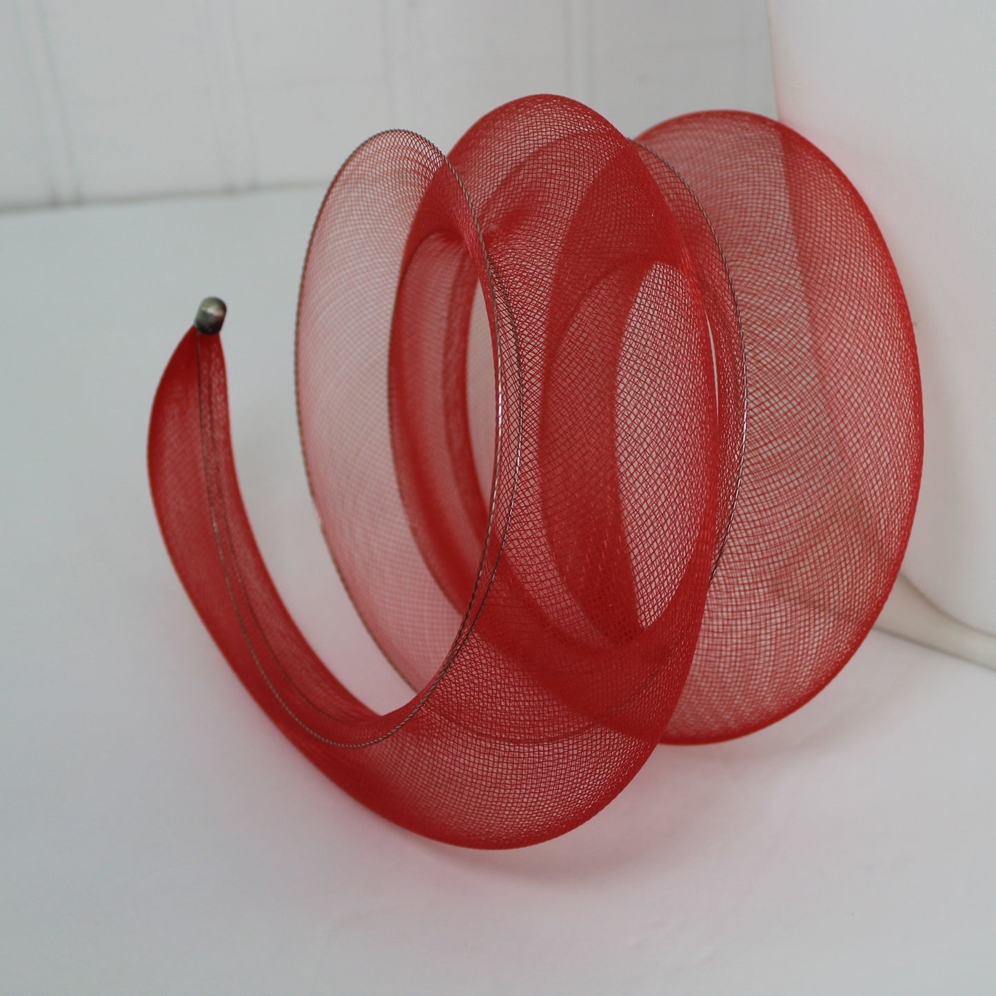 Unique Attention Getter Choker Wrap Statement Necklace Artisan Made Wired Red Mesh one of a kind necklace
