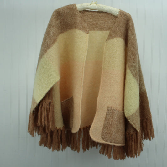 Luscious Donegal Design Wrap Jacket Handwoven Ireland Lambswool Peach Cream Beige