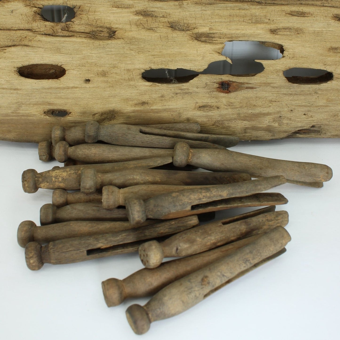 Vintage Clothespins 18 Round Head 4 1/4" Long Weathered DIY Crafts