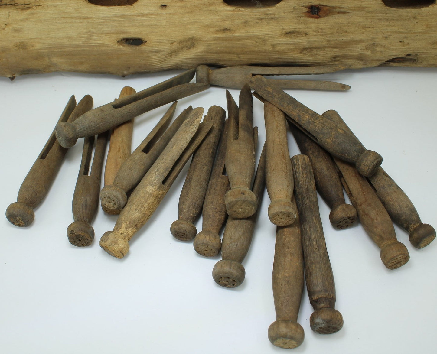 Vintage Clothespins 18 Round Head 4 1/4" Long Weathered DIY Crafts pin doll project