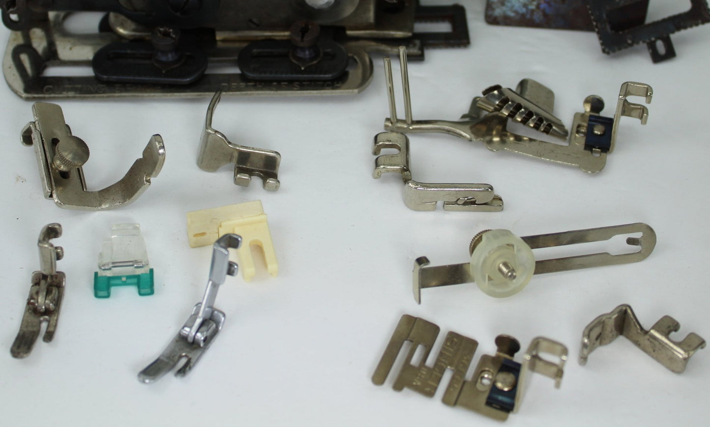 Vintage Sewing Machine Attachments Lot Singer Simanco Greist zipper foot cording