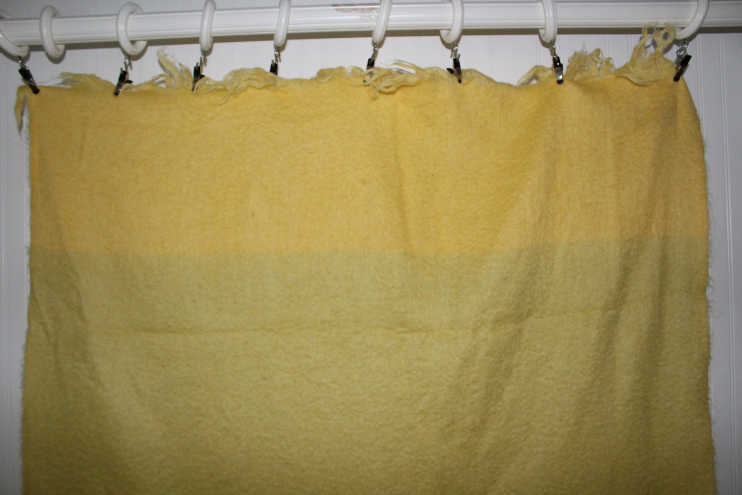 ADORATEX Mohair Blend Fringed Throw Muted Yellow Pale Green unusual 52" X 70"
