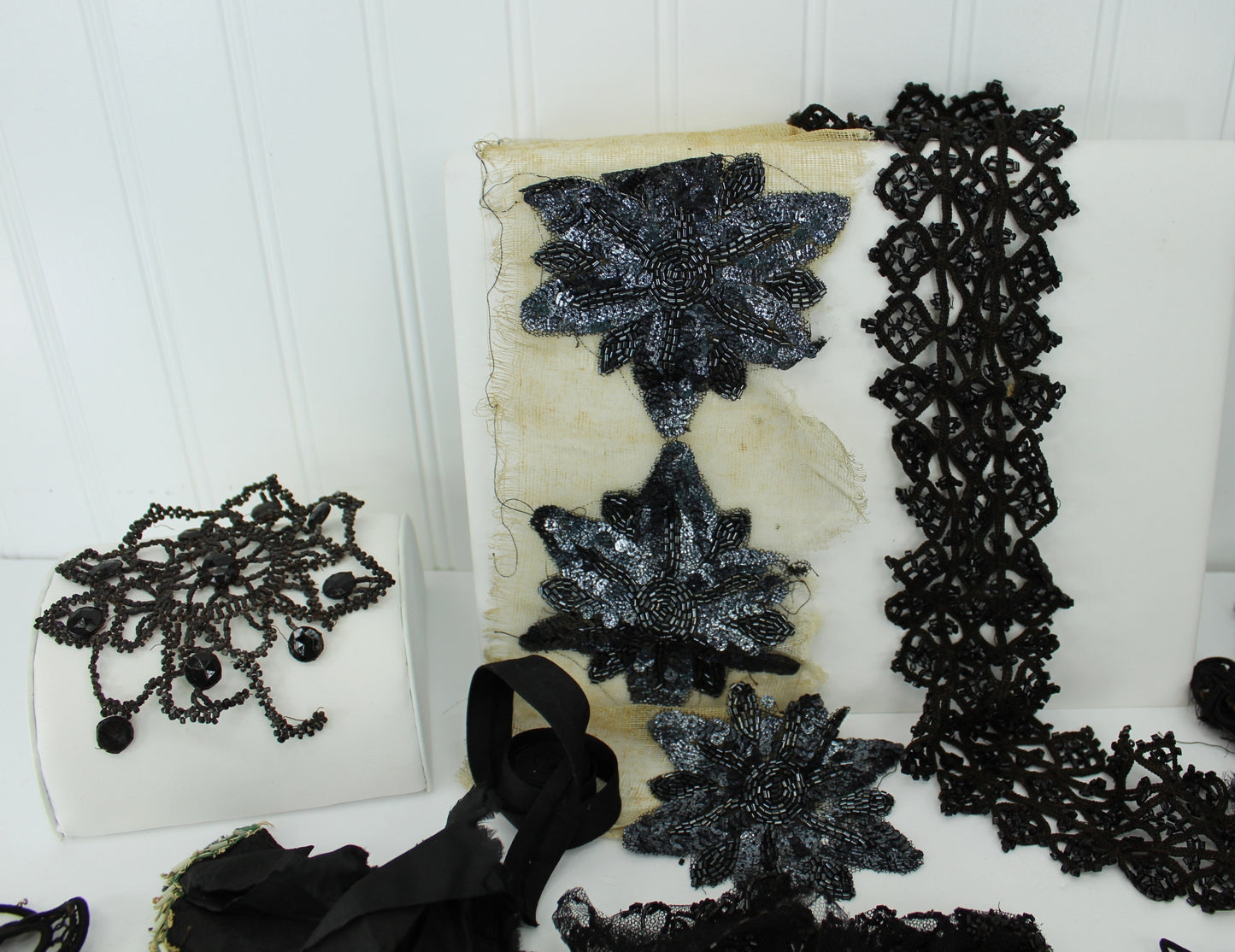 Collection Victorian Black Trim Beadwork Fragile Condition DIY Doll Clothes Purses theater costume