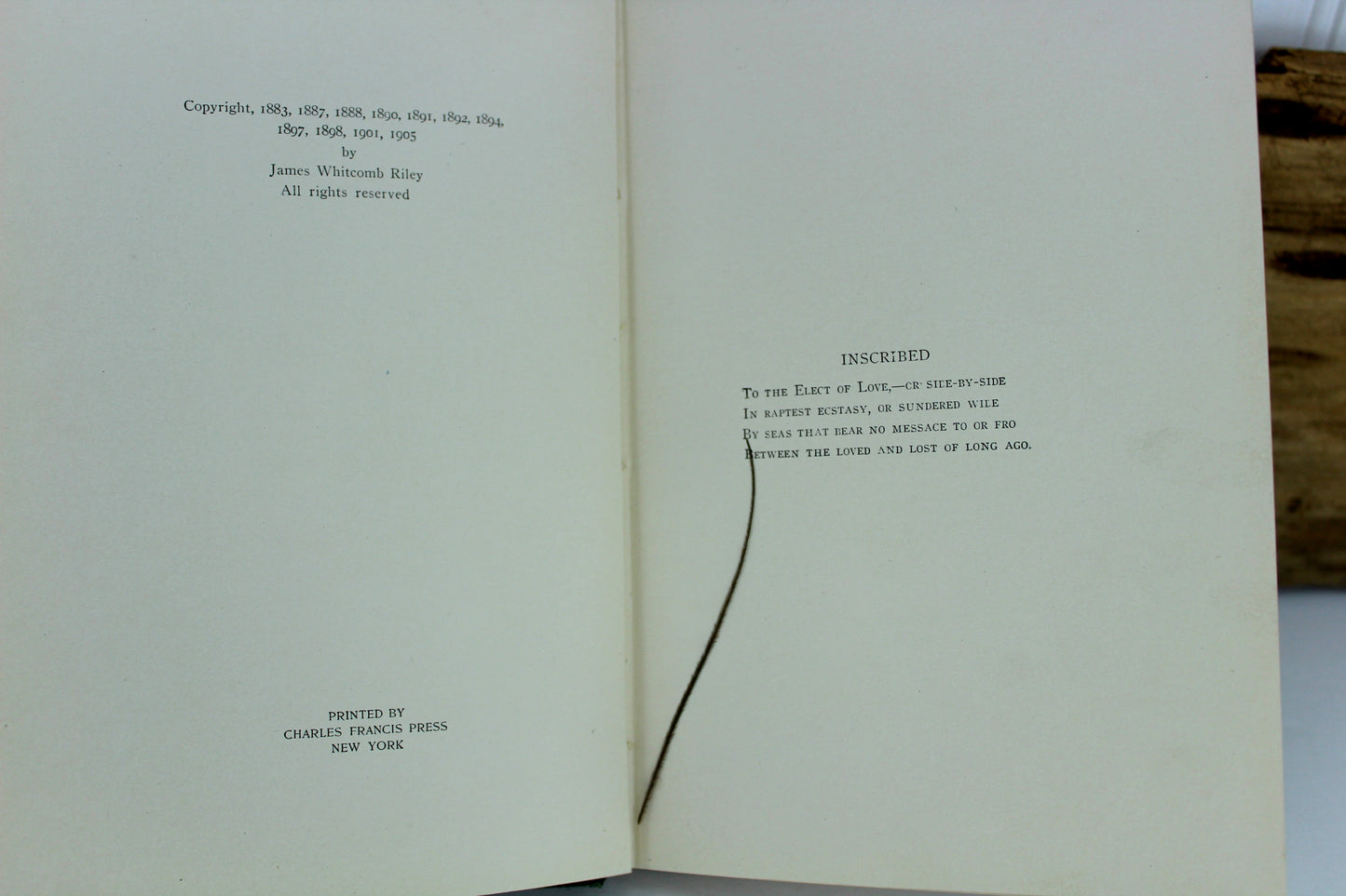 Antique Book Riley Love Lyrics James Whitcomb Riley With Female Illustrations 1883 to 1905 copyright