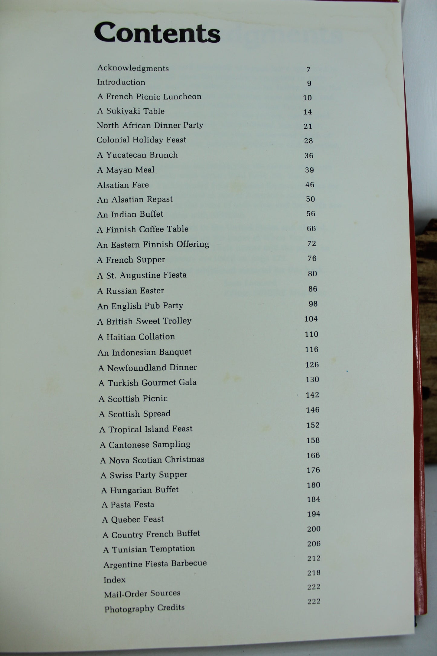 contents page for International Cooking Sphere Magazine