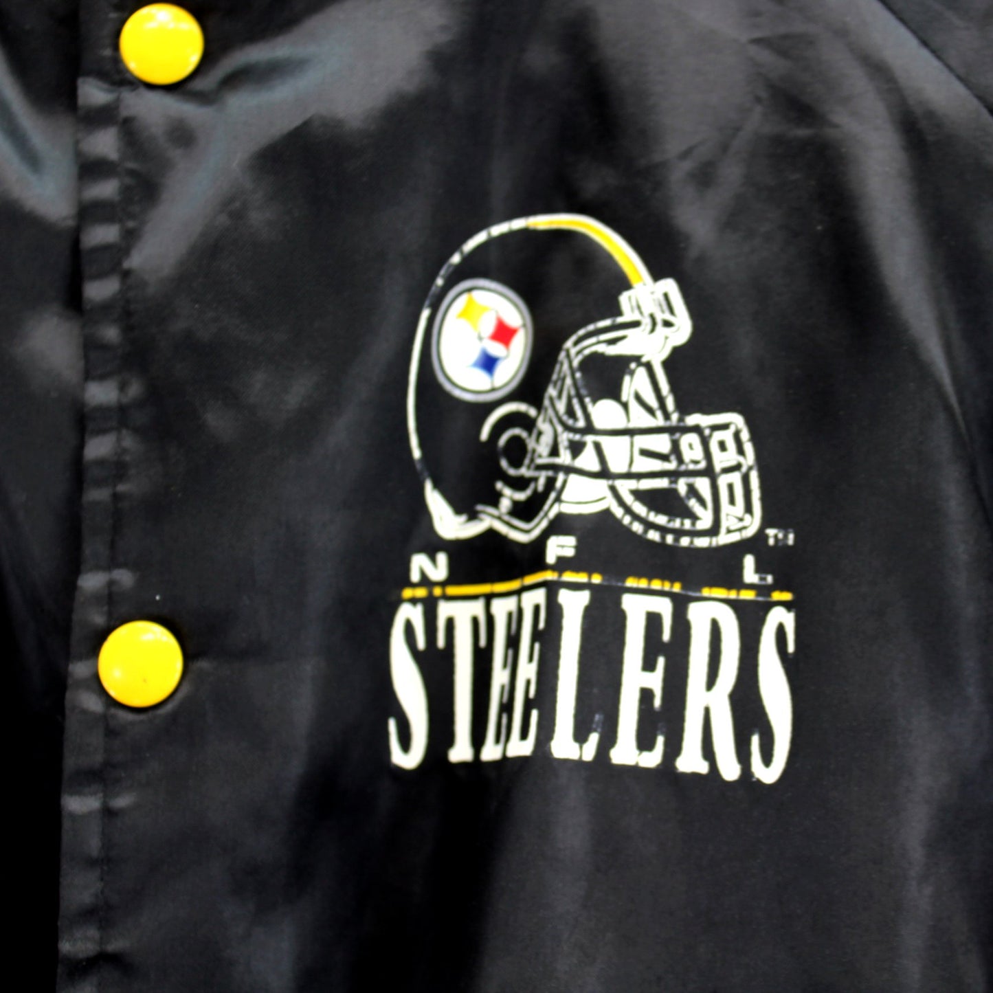 Steelers NFL Nylon Warm Up Jacket Size 18/20 Small Maker Chalk Line USA Collectible front logo