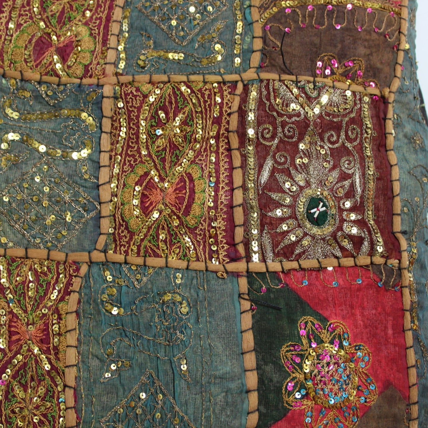 Pillow- With Two (2) Covers - India Sequined & Oriental Cranes - 24" x 24" - Olde Kitchen & Home