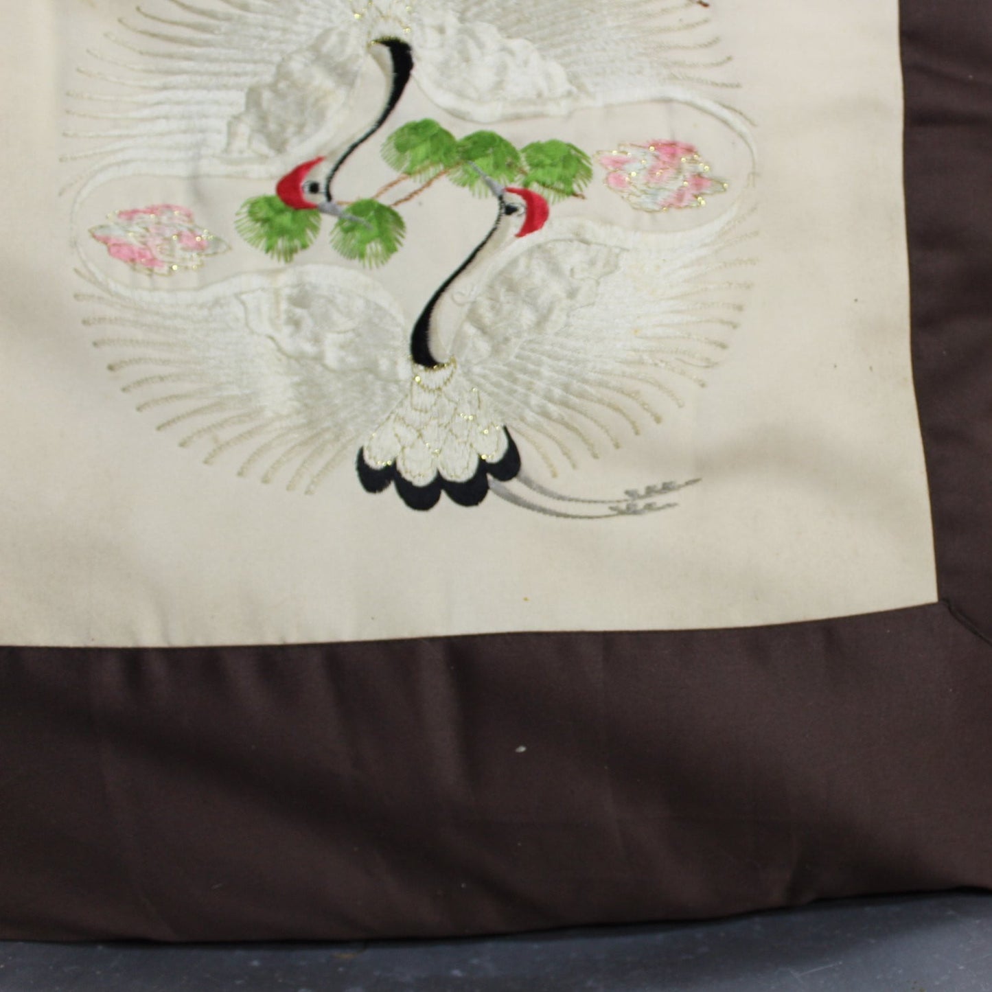 Pillow- With Two (2) Covers - India Sequined & Oriental Cranes - 24" x 24" - Olde Kitchen & Home