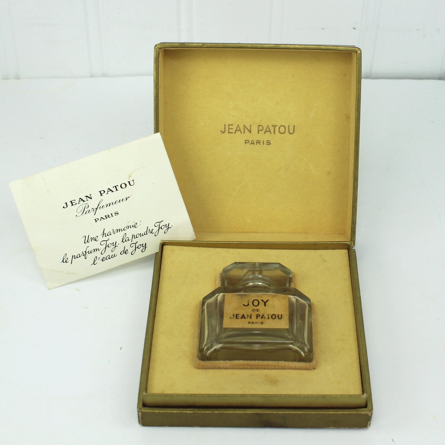 Jean Patou Joy Vintage Empty Bottle in Box Louis Sue Design Baccarat Crystal