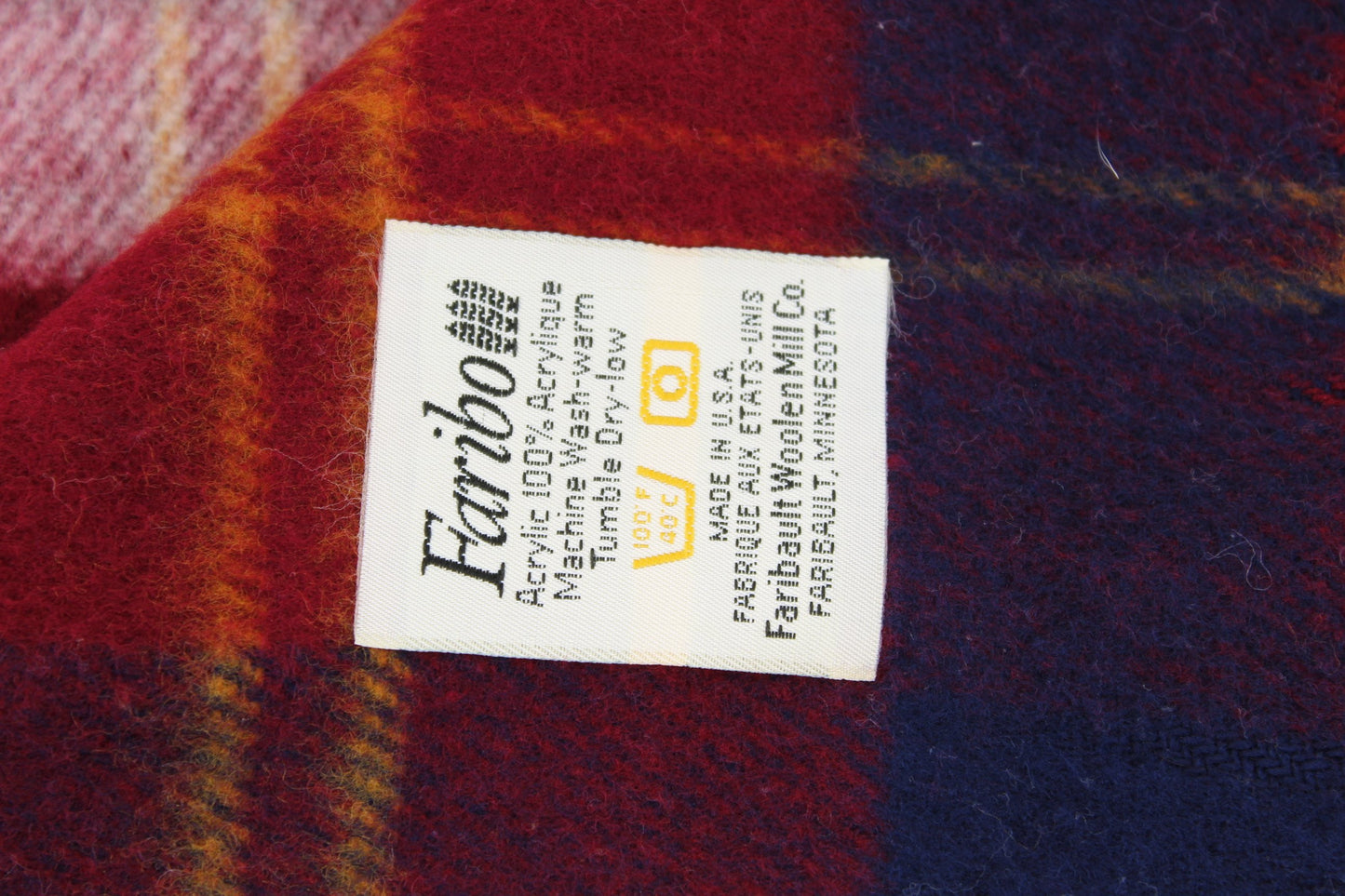 Faribo Acrylic Throw Navy Wine White Plaid 52" X 40" soft