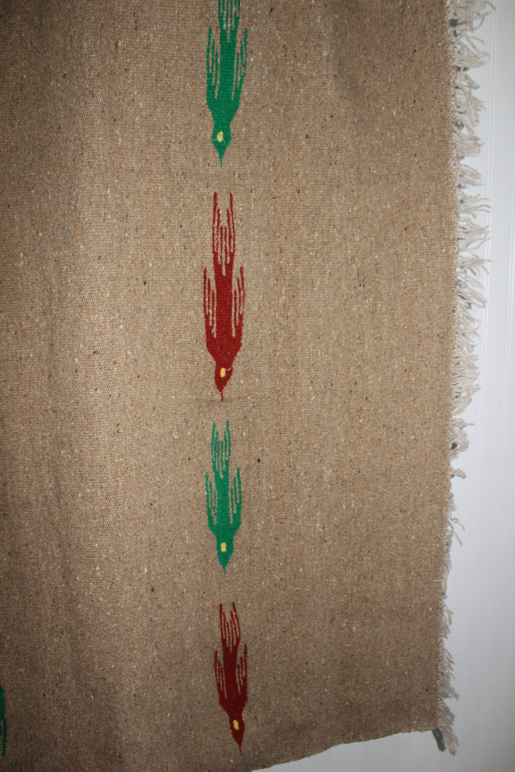 Wool Area Travel Rug Natural Rust Green Condor Symbols Bed Sofa Wall Decor rustsic decor