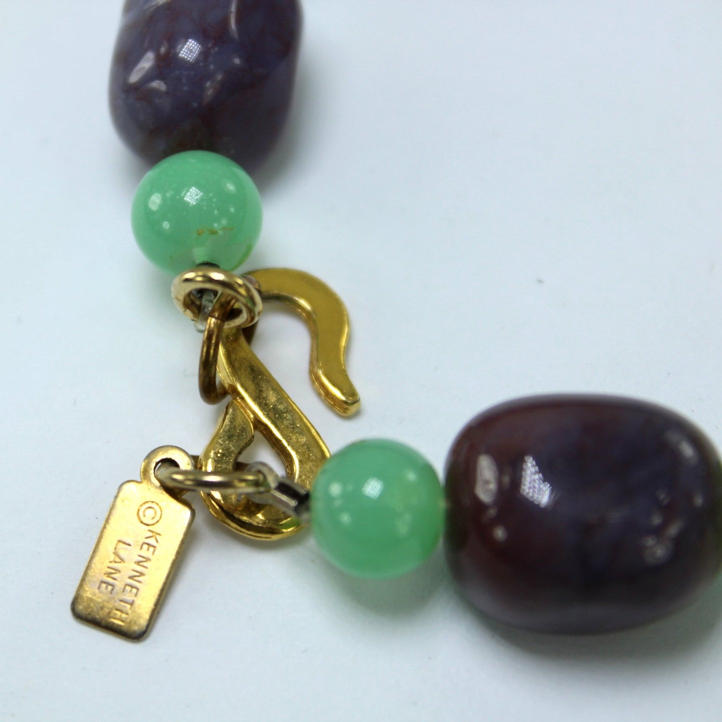 Kenneth Lane Chunky Stone Jade Choker Necklace Bold Statement orig tag maker