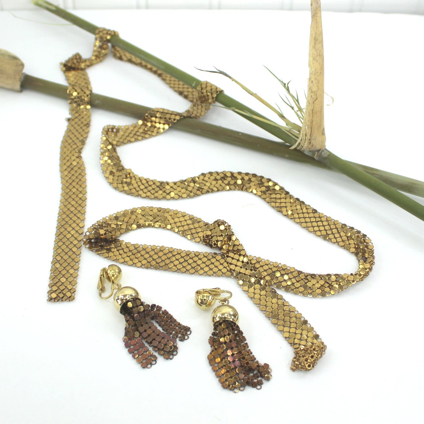 Wrap Necklace or Belt Dangle Earrings Chain Metal Design Wear or DIY Project like whiting