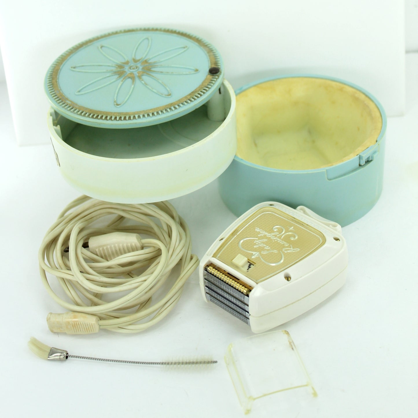 Vintage Remington Rand Ladies Shaver in Unique Plastic Box Cool Shop Display runs well