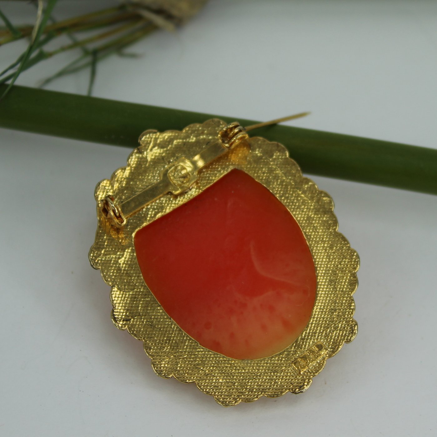 AAI Accessories Associates Inc Cameo Pin Brooch 1980s reverse showing back version of pin