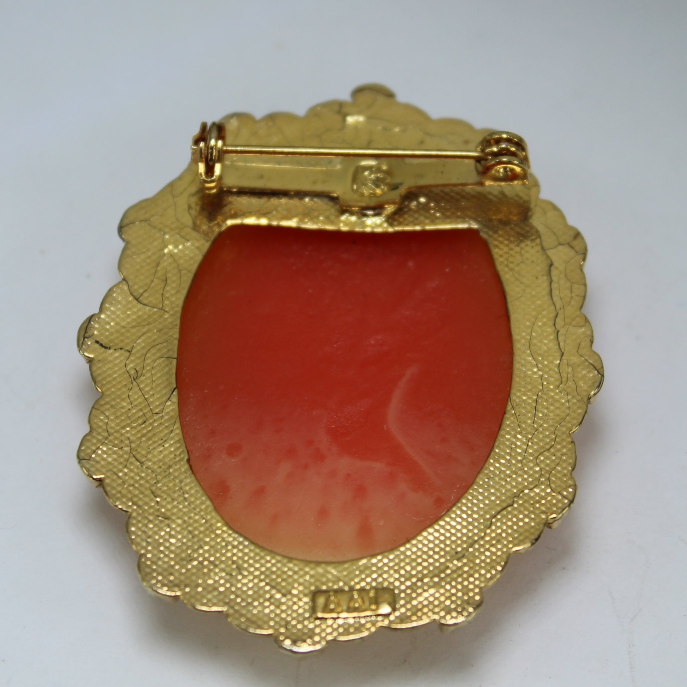 AAI Accessories Associates Inc Cameo Pin Brooch 1980s reverse of pin maker mark