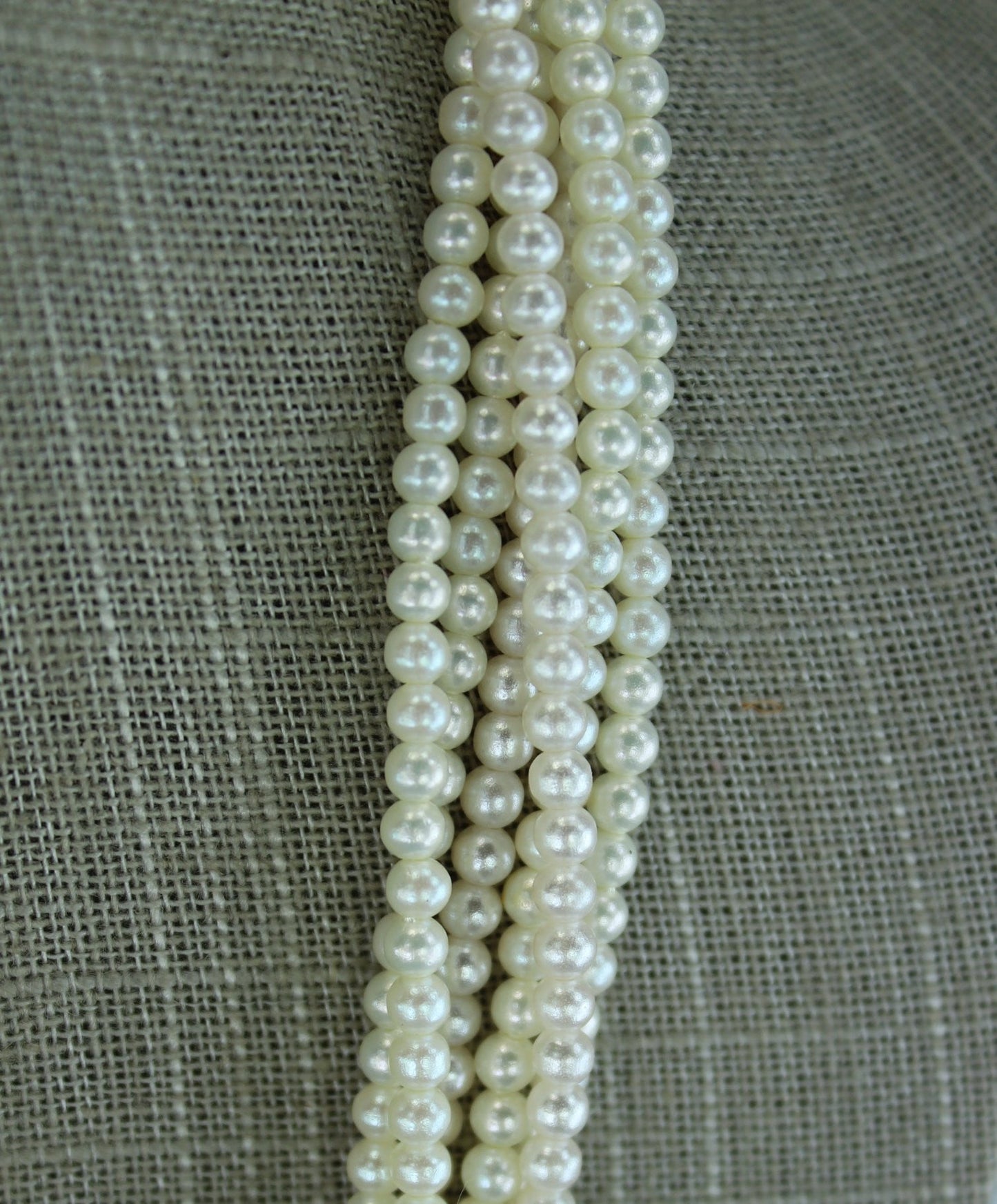 Vintage Faux Pearl Nercklace 3 Strand Long 16" Rope Push Lock Nice Quality Elegant estate