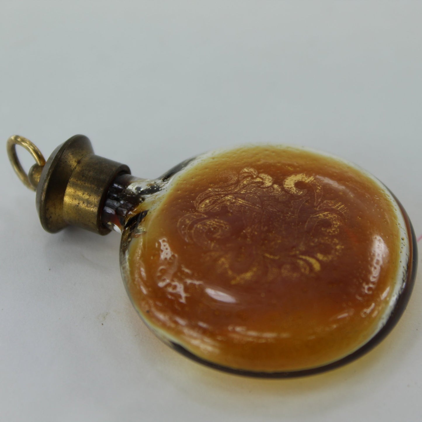 Antique Victorian Nymph Chatelaine Scent Bottle Lay Down Perfume Gilt Decorated ring on top for hanging