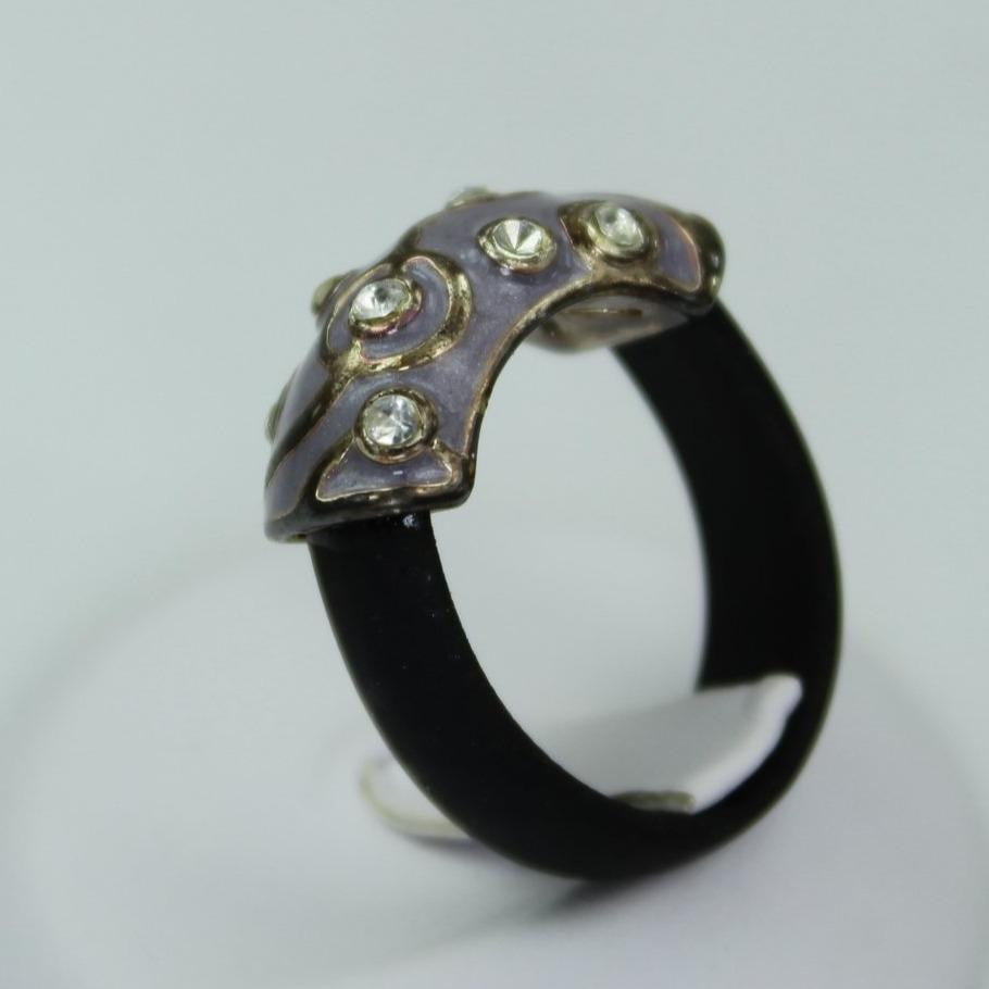 Pomona Orian Ring Lavender Enamel Bright Crystals Cool New on Card unusual
