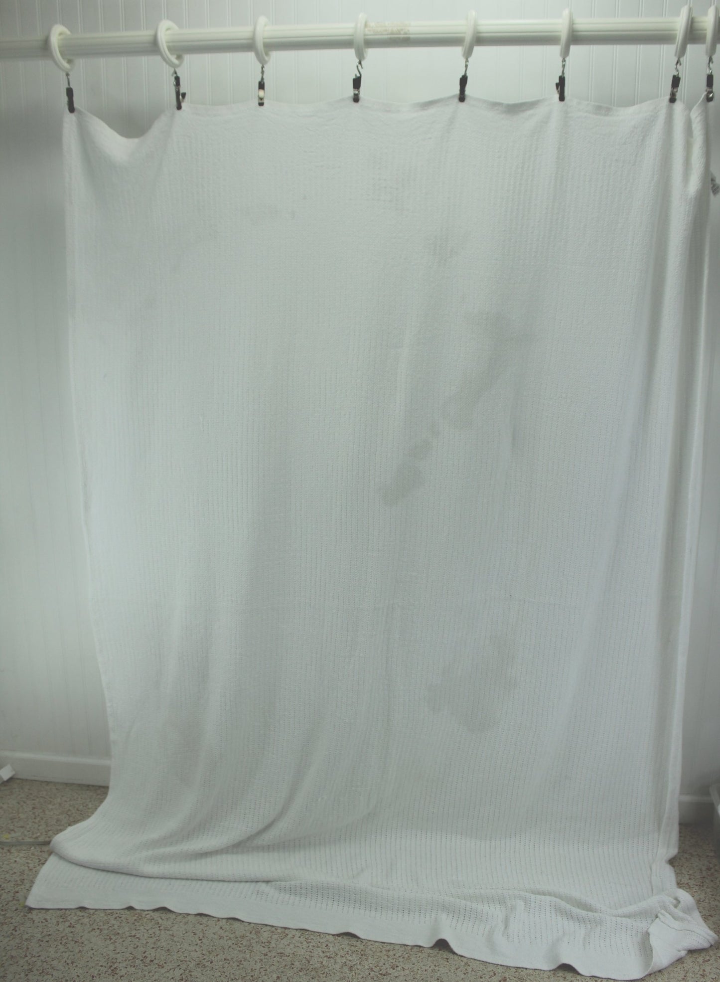 Vintage Cotton Blanket White Woven SPECIAL PRICE 66" X 86" USA Made heavy