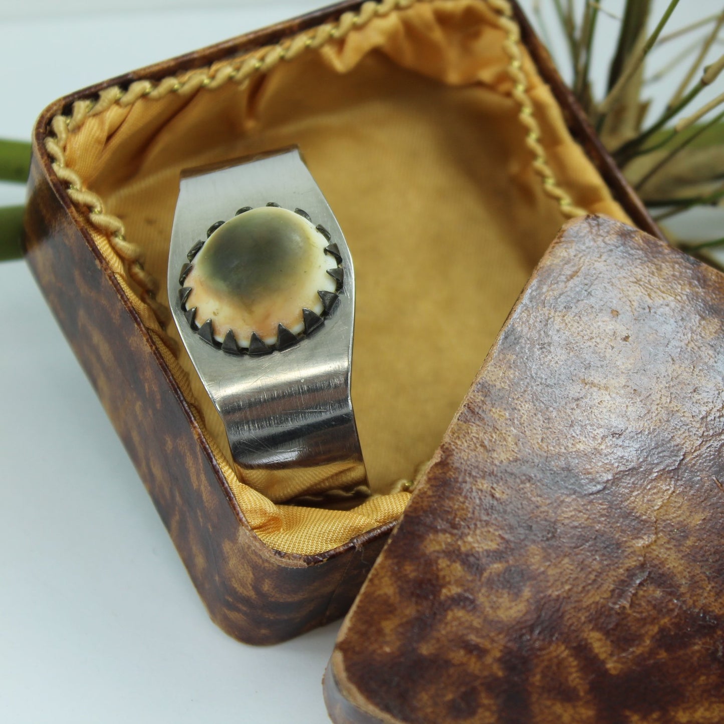 Operculum Clamp Bracelet Sweetheart WW 11 Trench Art Silver Military Metal