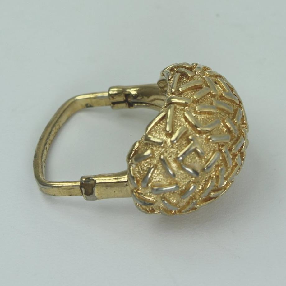 Textured Dome Ring Shank Gold Tone Modernistic Vintage adjustable