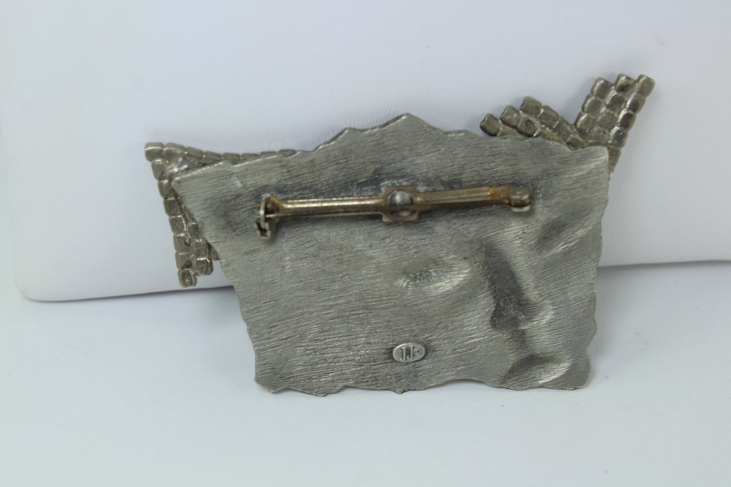 JJ Woman Face Pin Goddess Vintage Glitter Green Rhinestones Enhanced or Rare OOAK