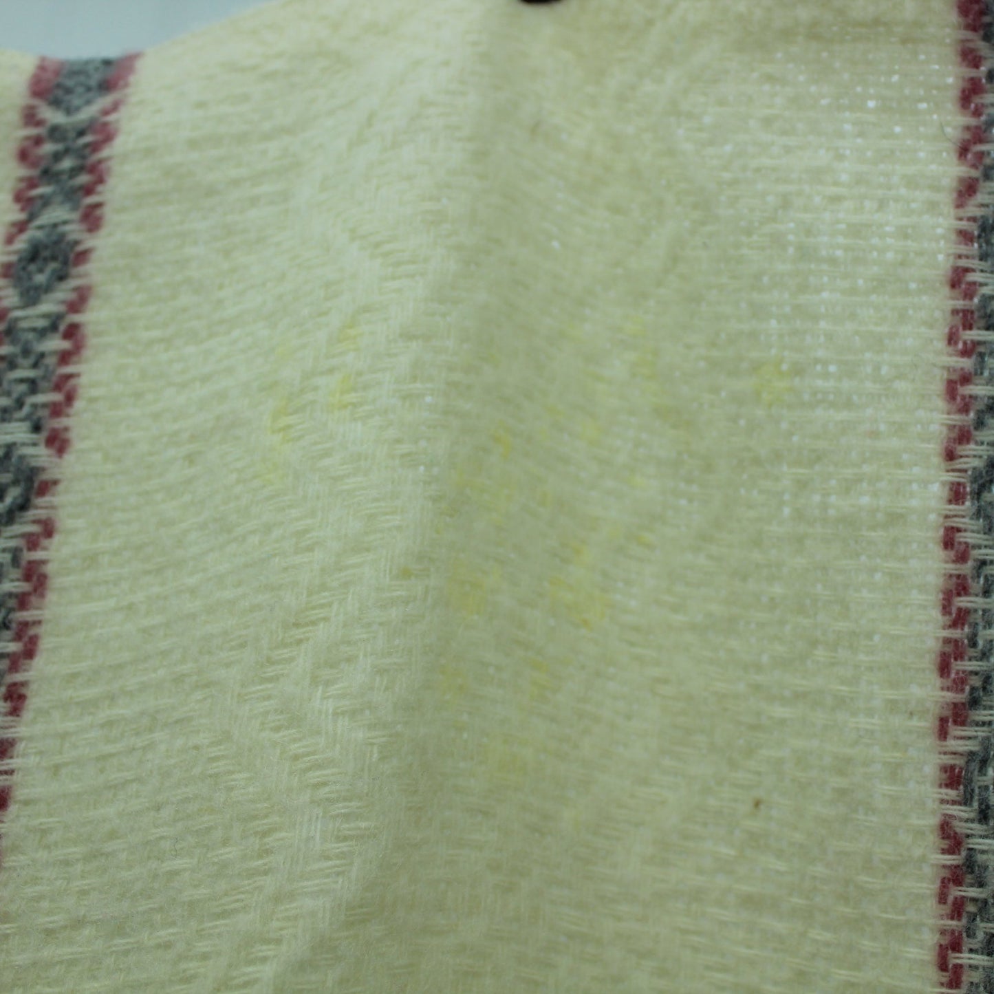 Faribo Wool Throw Ivory Grey Rose Woven Design Special stain spill