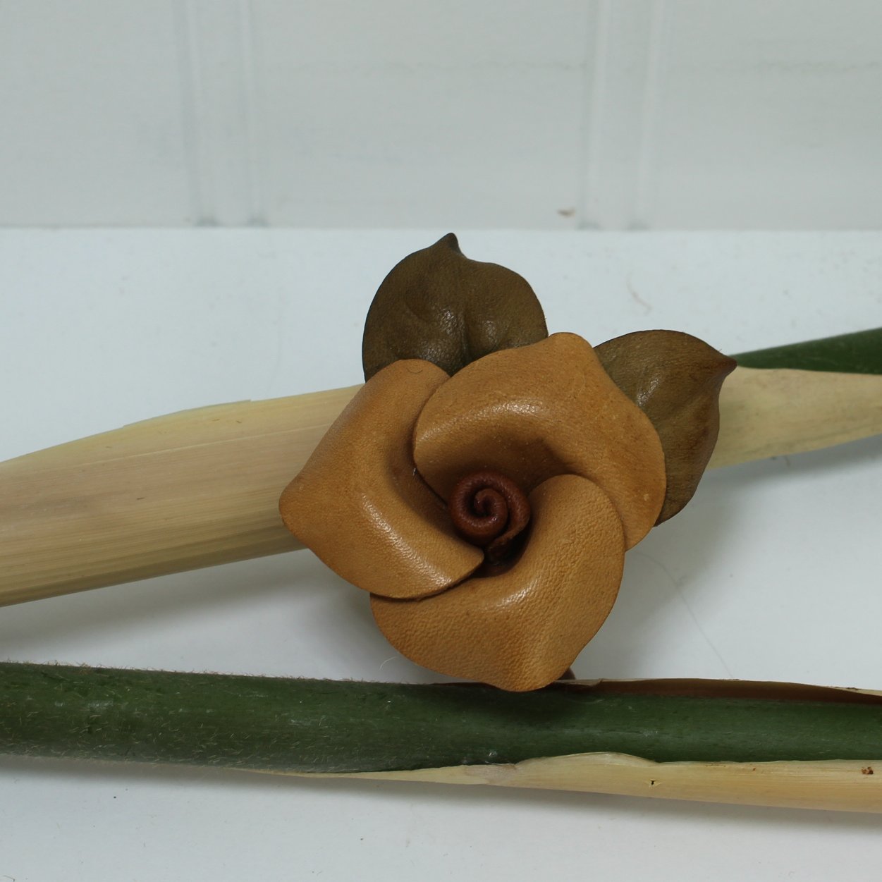 Hand Made Pin Brooch Elegant Leather Flower