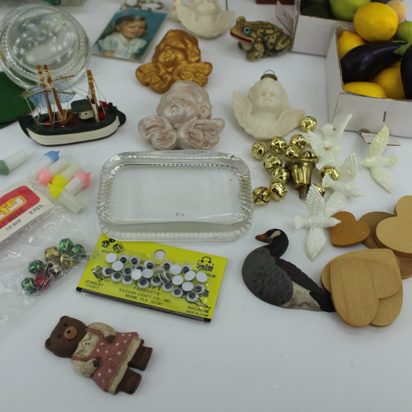 Collection Craft Items Animals Fruit Beads Angels Estate Variety tissue box wooden