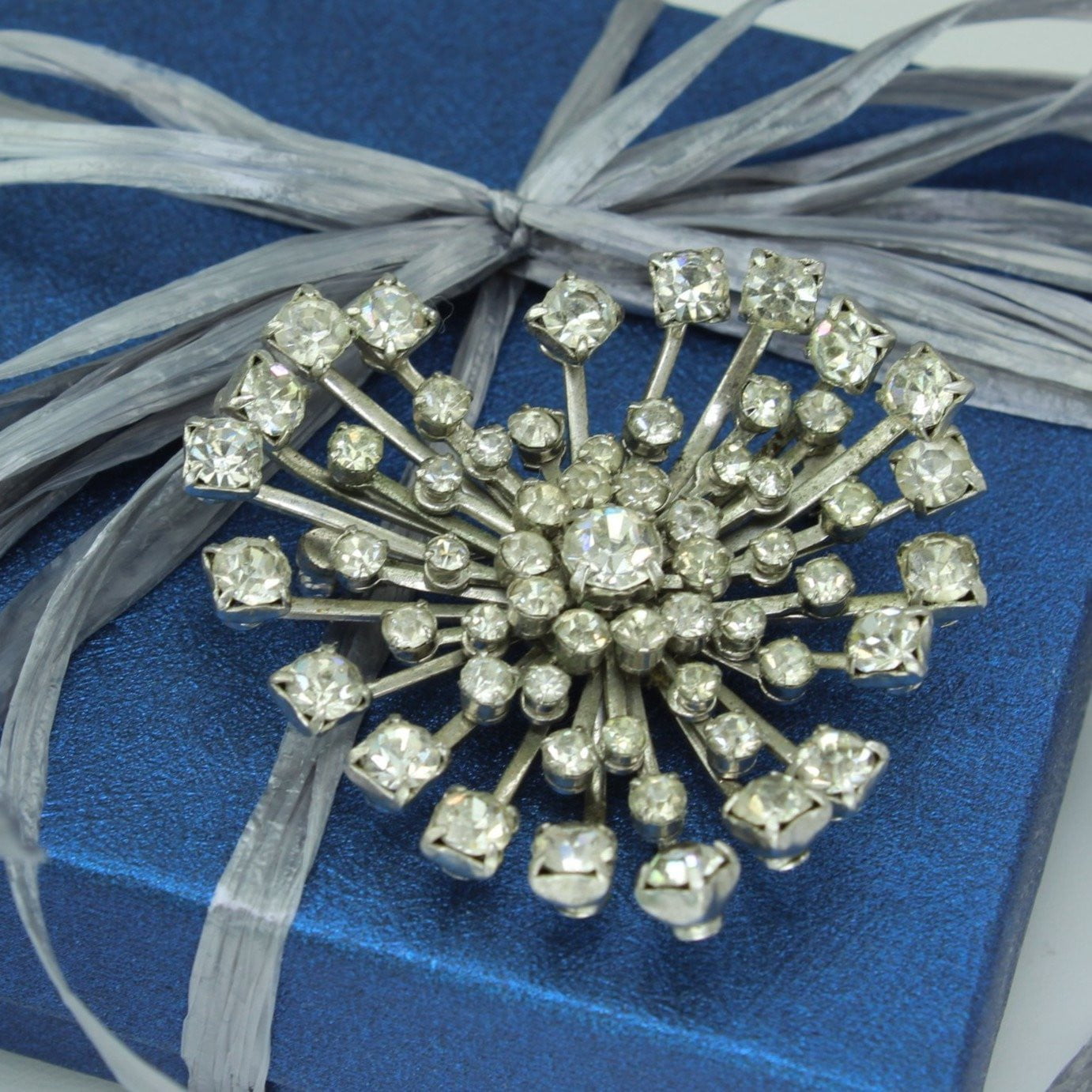 Large Rhinestone Pin Dimensional Heart Prong Set Unusual Design