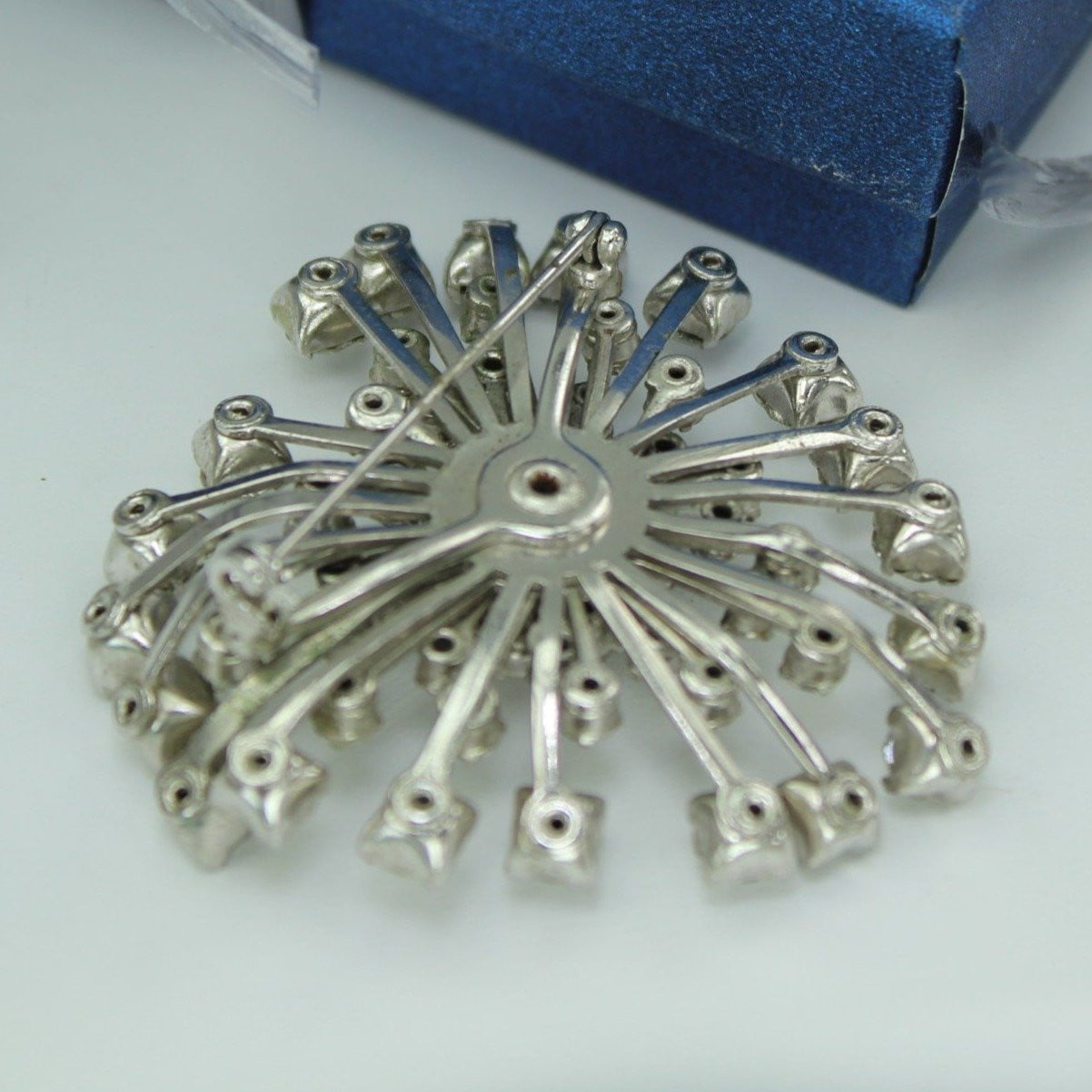 Large Rhinestone Pin Dimensional Heart Prong Set Unusual Design brilliant