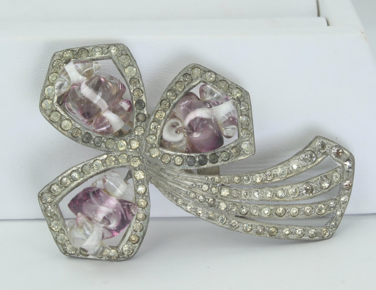 Spectacular Antique Fur Clip Art Nouveau Murano Style Beads Amethyst Clear