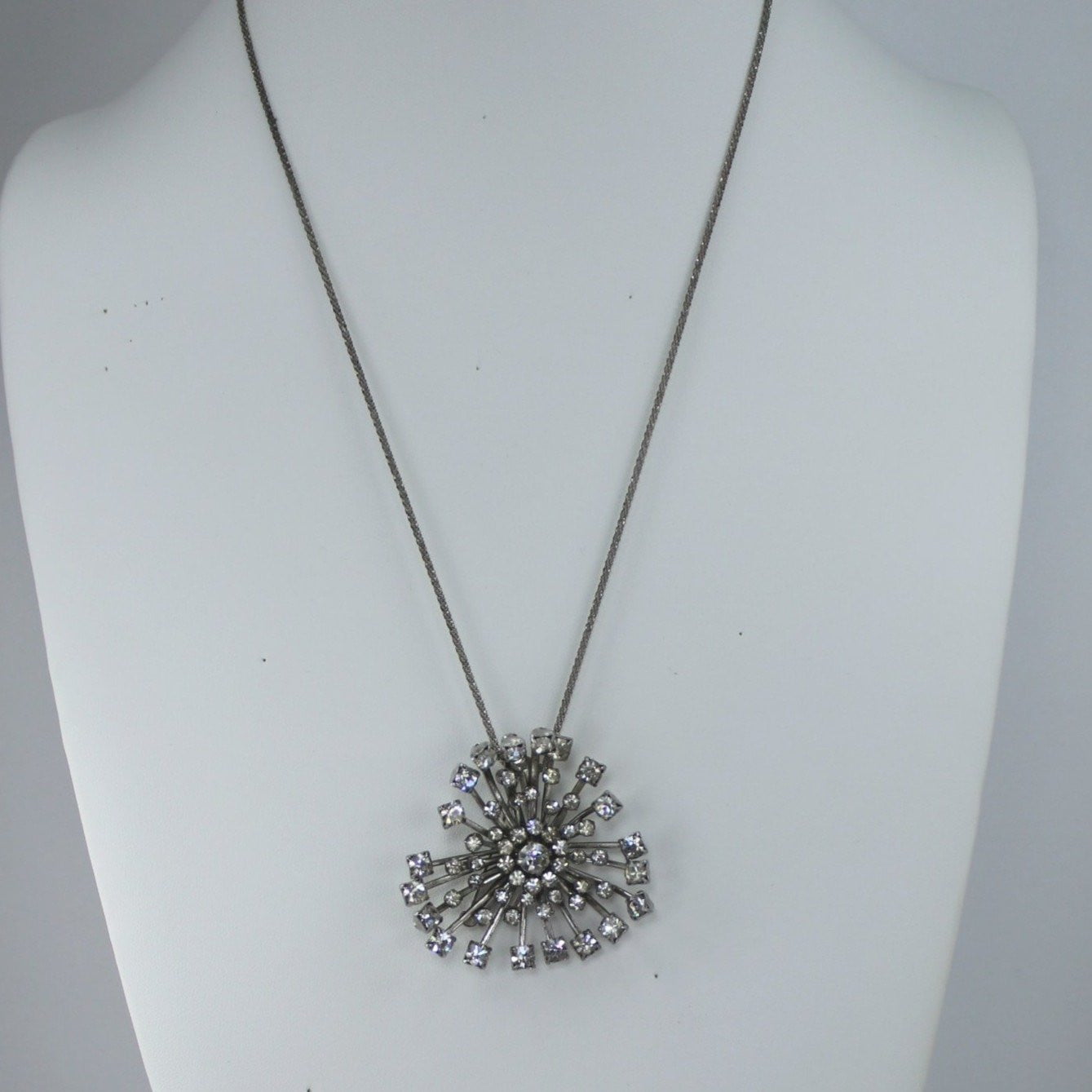 Large Rhinestone Pin Dimensional Heart Prong Set Unusual Design necklace use