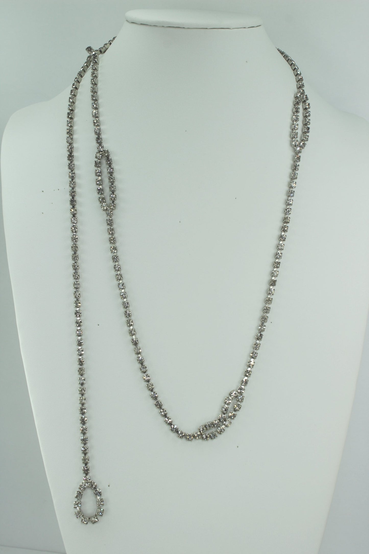 Vintage Rhinestone Belt Fancy Loops 40" Chain Wrap Necklace collectible