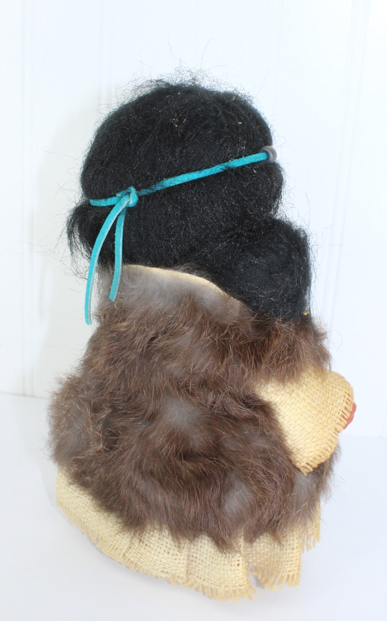 Vintage Lil Luv Native American Doll with Baby 10" Painted Faces Fur Feathers Beads collectible native american doll